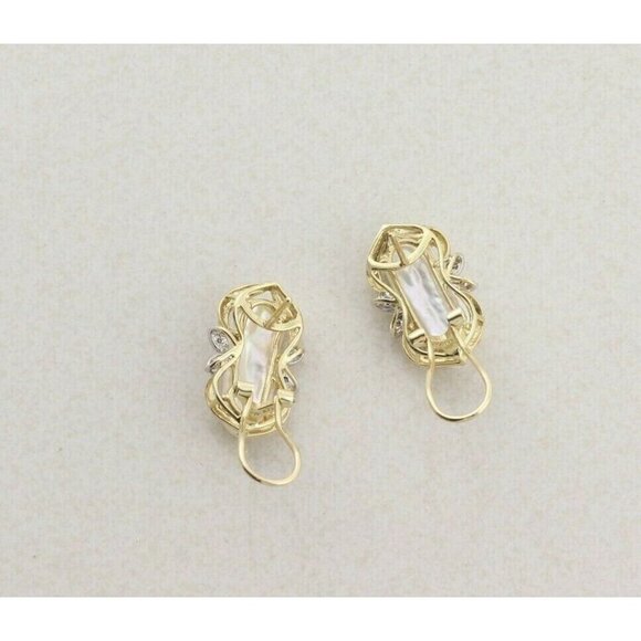 14k Yellow Gold Keshi Pearl and Diamond Earrings Lever Back Earrings - Picture 9 of 11